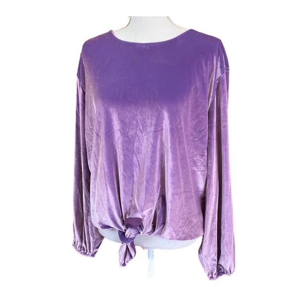 New Kendall & Kylie Velvet Purple Aqua Front Tie Top Plus Size 2X - Picture 3 of 6